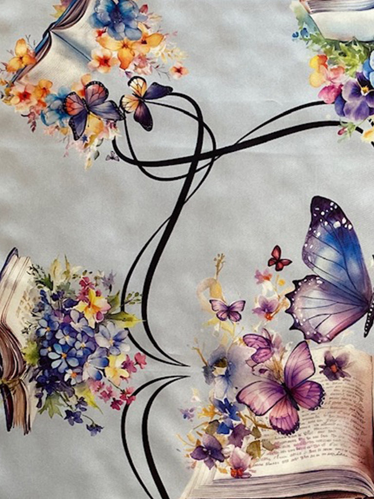 Books Butterflies Blue Scarf