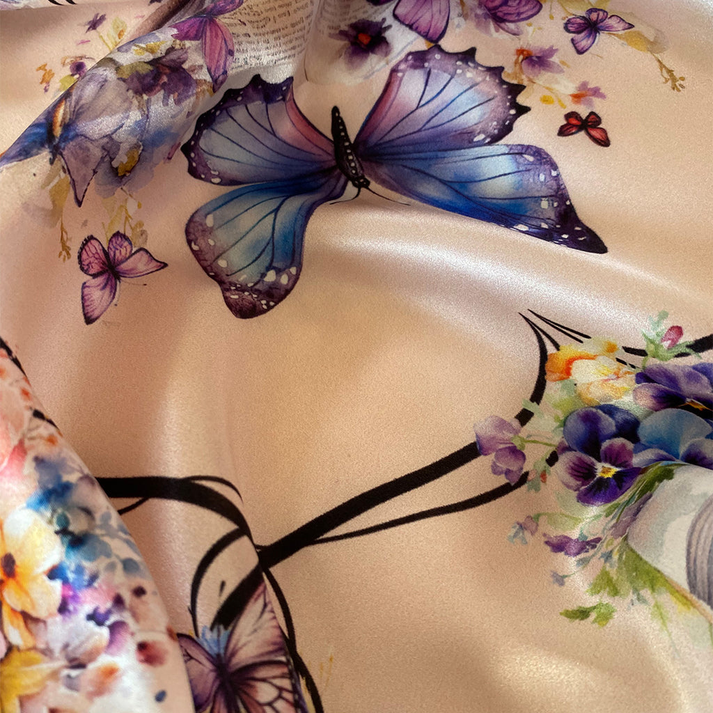 Books Butterflies Peach Scarf