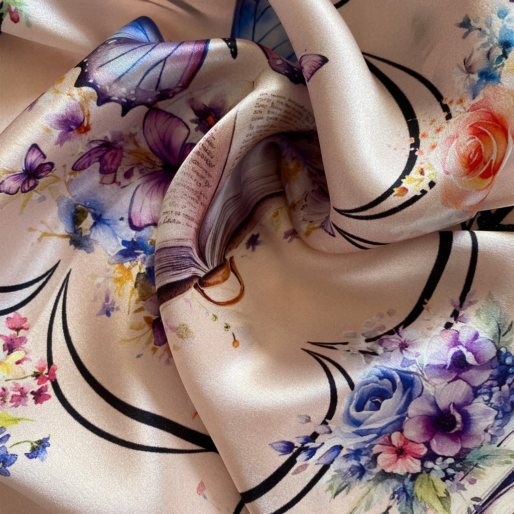 Books Butterflies Peach Scarf