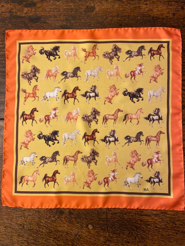 Majestic Horses Golden Pocket Square