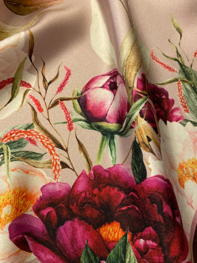 Peonies Symphony Silk Pocket Square