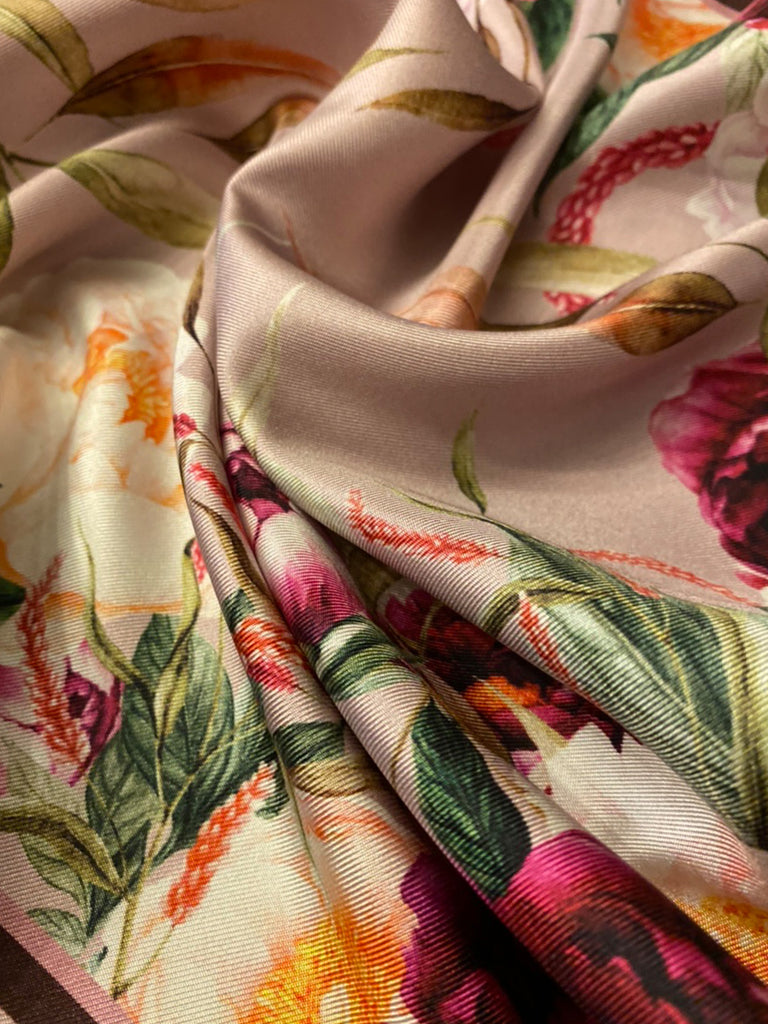 Peonies Symphony Silk Pocket Square