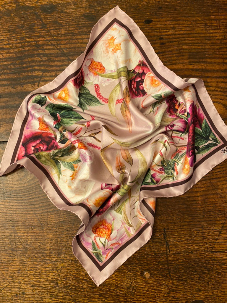 Peonies Symphony Silk Pocket Square