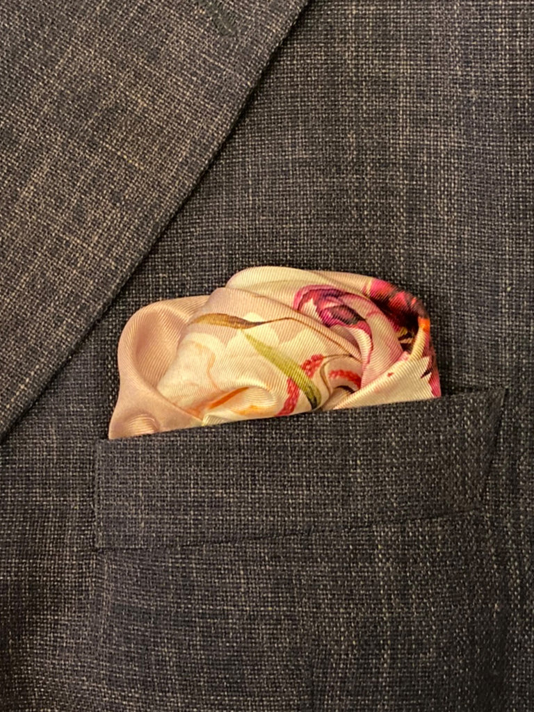 Peonies Symphony Silk Pocket Square