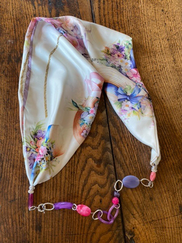 Hats and Blooms Silk Necklace