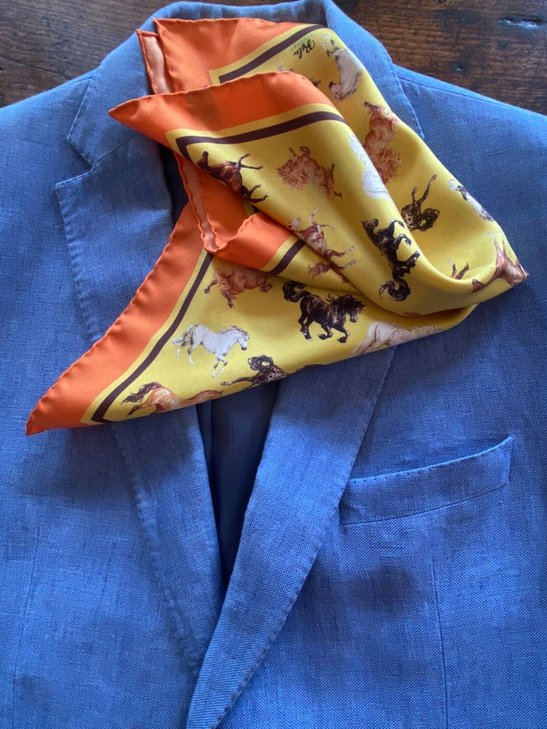 Majestic Horses Golden Pocket Square