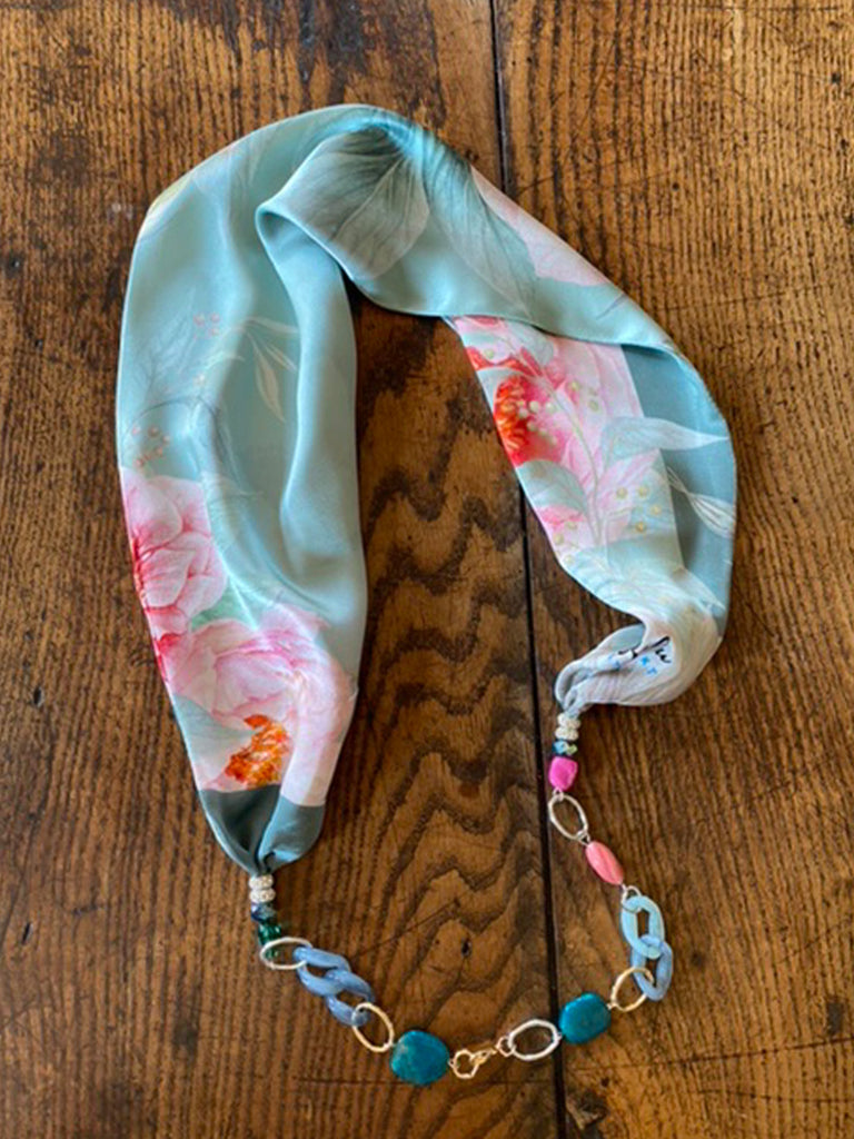 Pink Peonies Serenade Silk Necklaces