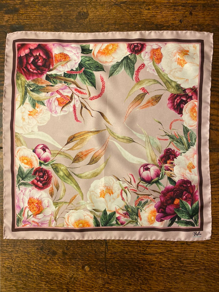 Peonies Symphony Silk Pocket Square