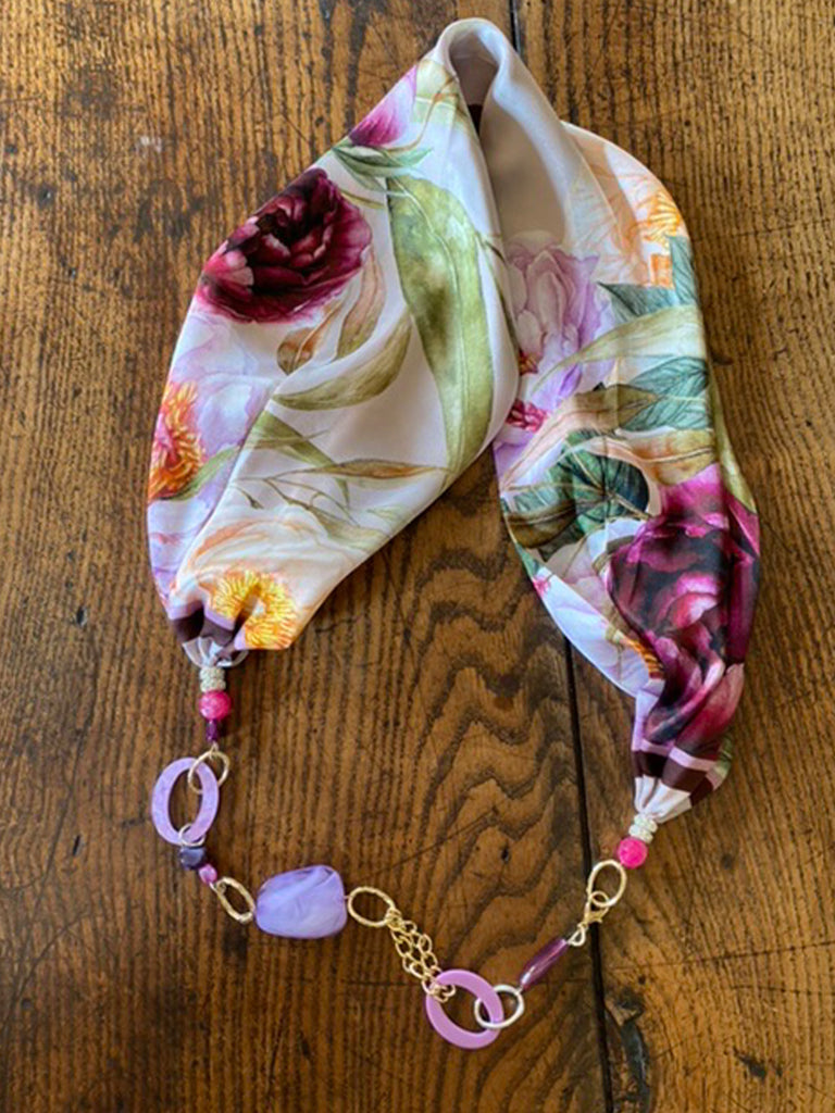 Peonies Symphony Silk Necklace