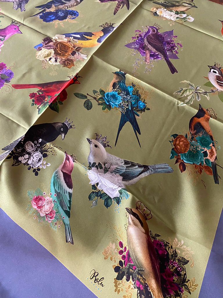 'Exotic Birds' Silk Scarf