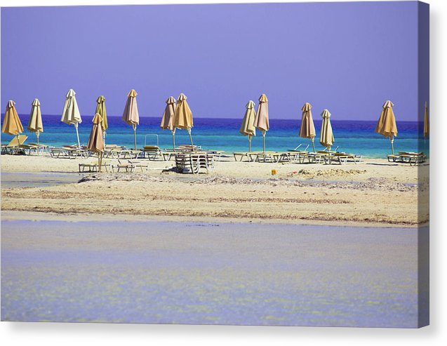 Beach, Sea And Umbrellas - Canvas Print