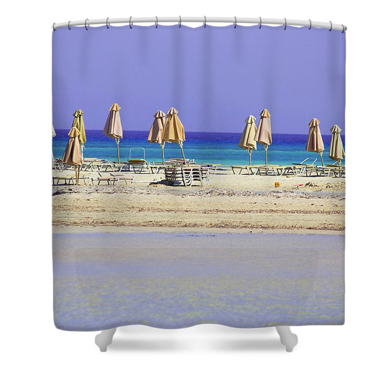 Beach, Sea And Umbrellas - Shower Curtain
