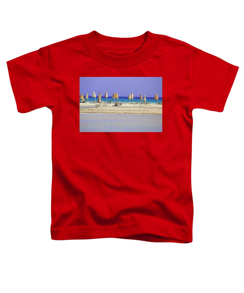 Beach, Sea And Umbrellas - Toddler T-Shirt