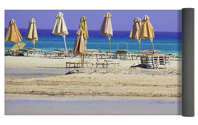 Beach, Sea And Umbrellas - Yoga Mat