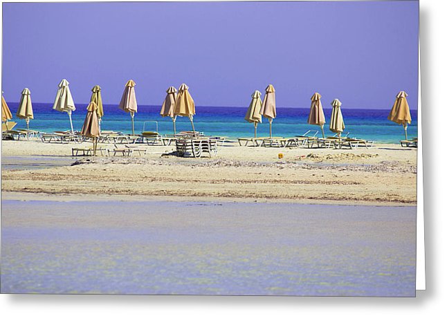 Beach, Sea And Umbrellas - Greeting Card