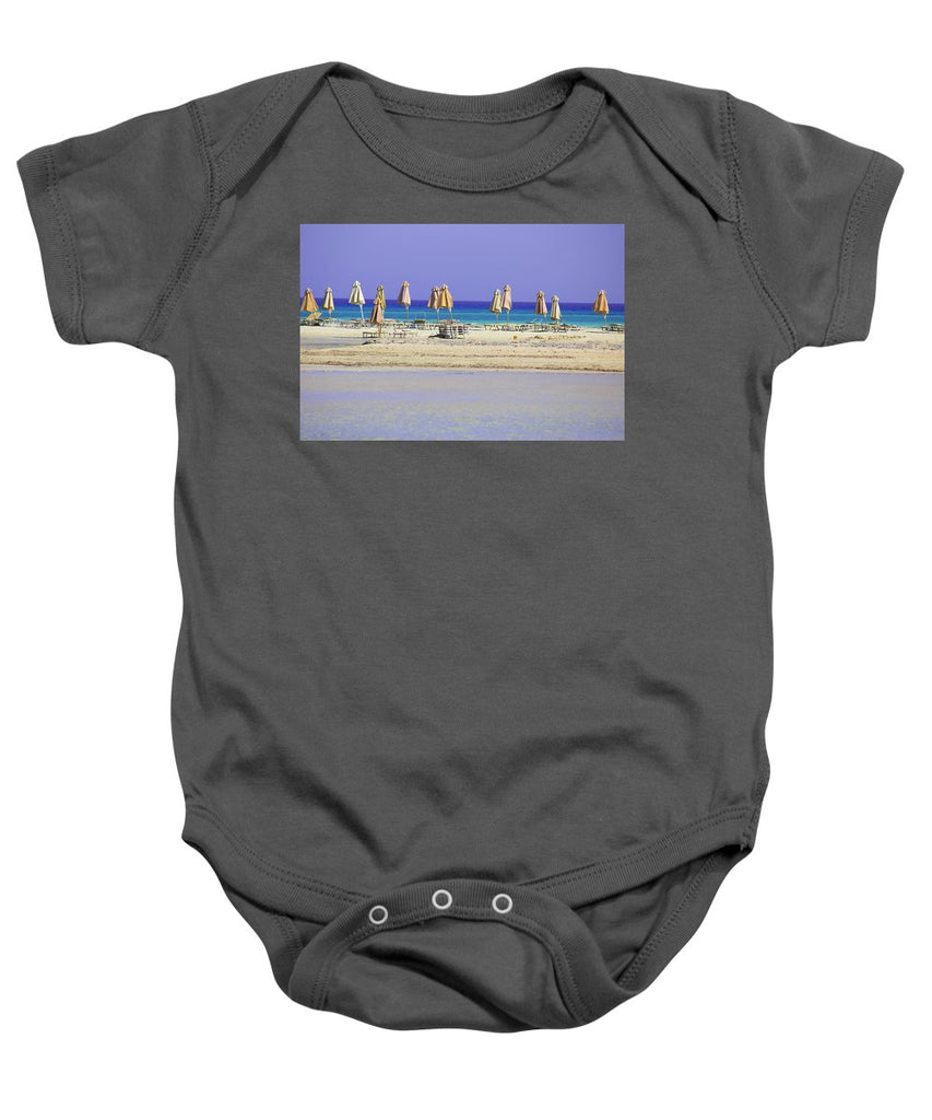 Beach, Sea And Umbrellas - Baby Onesie