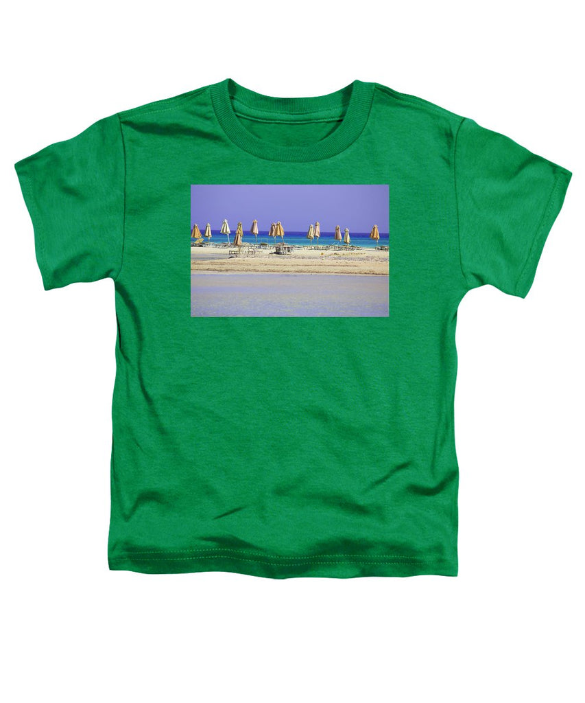 Beach, Sea And Umbrellas - Toddler T-Shirt