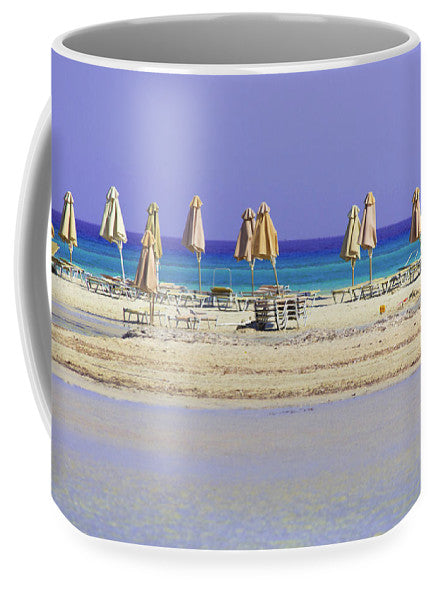 Beach, Sea And Umbrellas - Mug