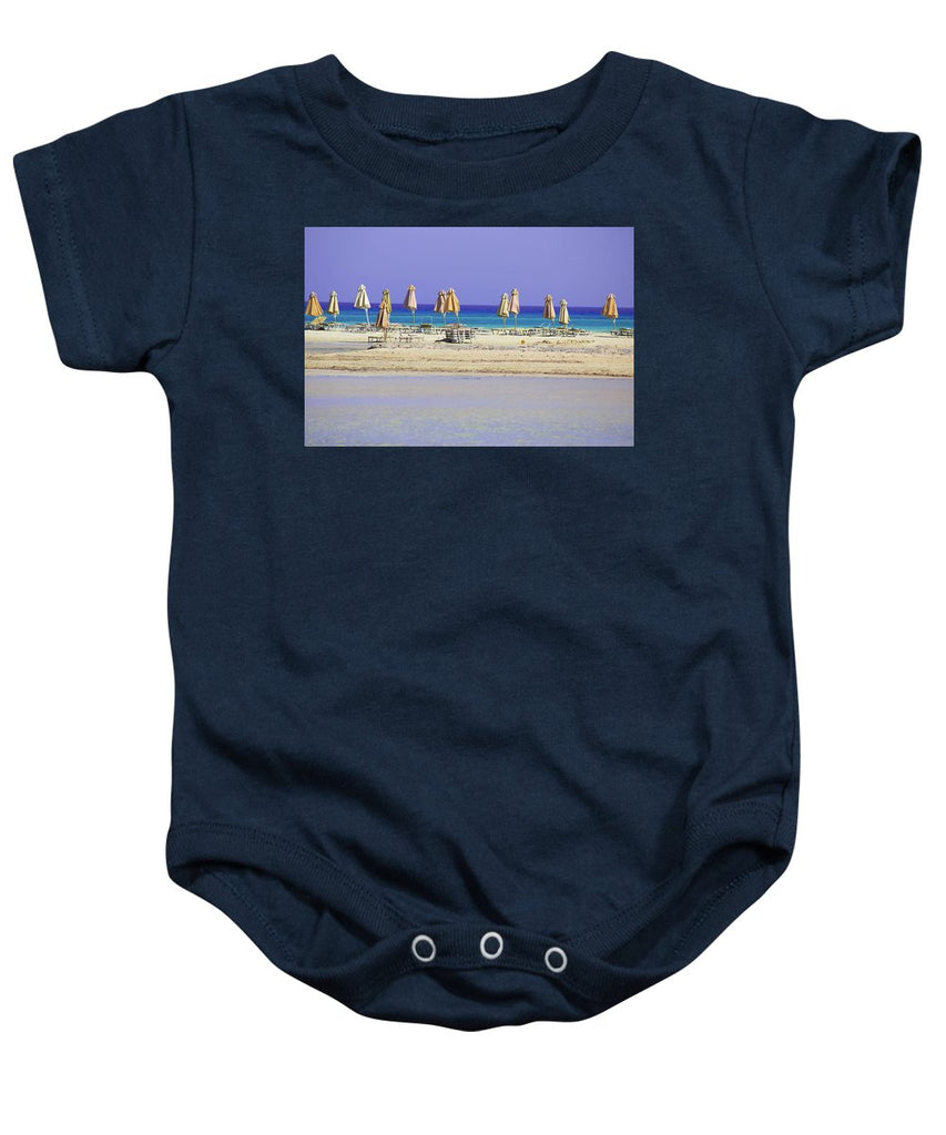 Beach, Sea And Umbrellas - Baby Onesie