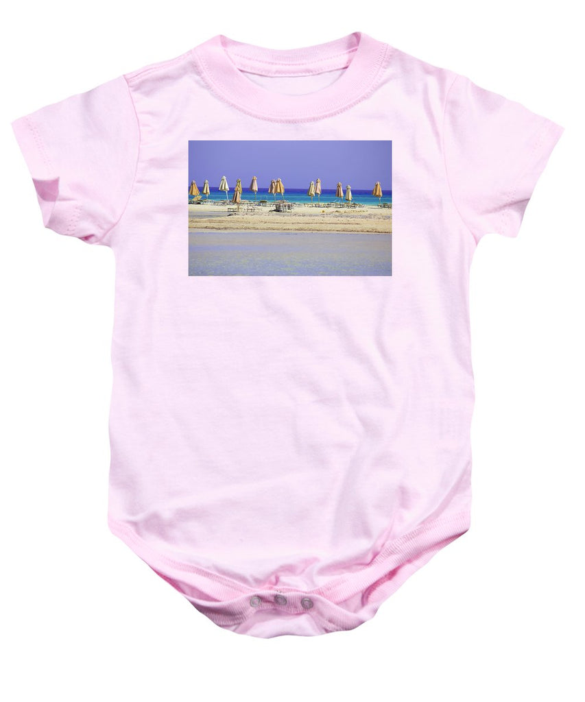 Beach, Sea And Umbrellas - Baby Onesie