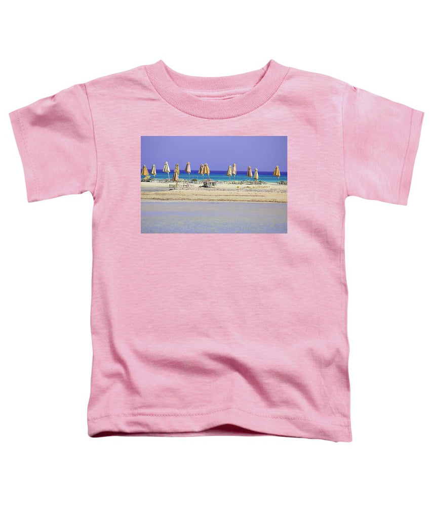 Beach, Sea And Umbrellas - Toddler T-Shirt