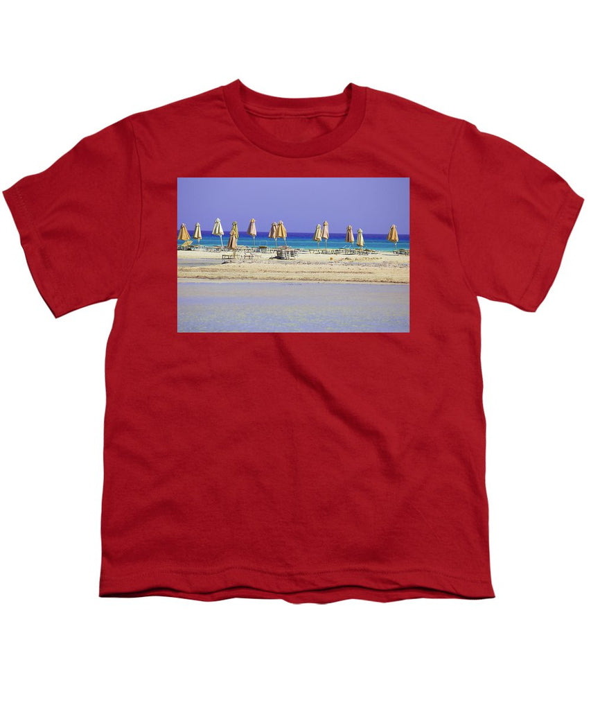 Beach, Sea And Umbrellas - Youth T-Shirt