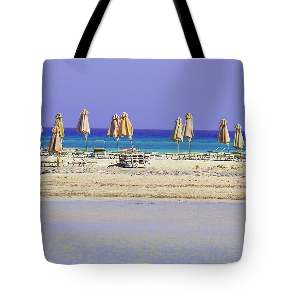 Beach, Sea And Umbrellas - Tote Bag