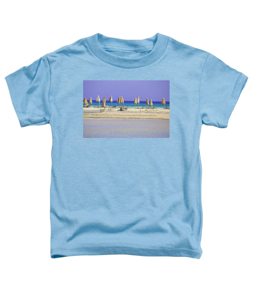 Beach, Sea And Umbrellas - Toddler T-Shirt