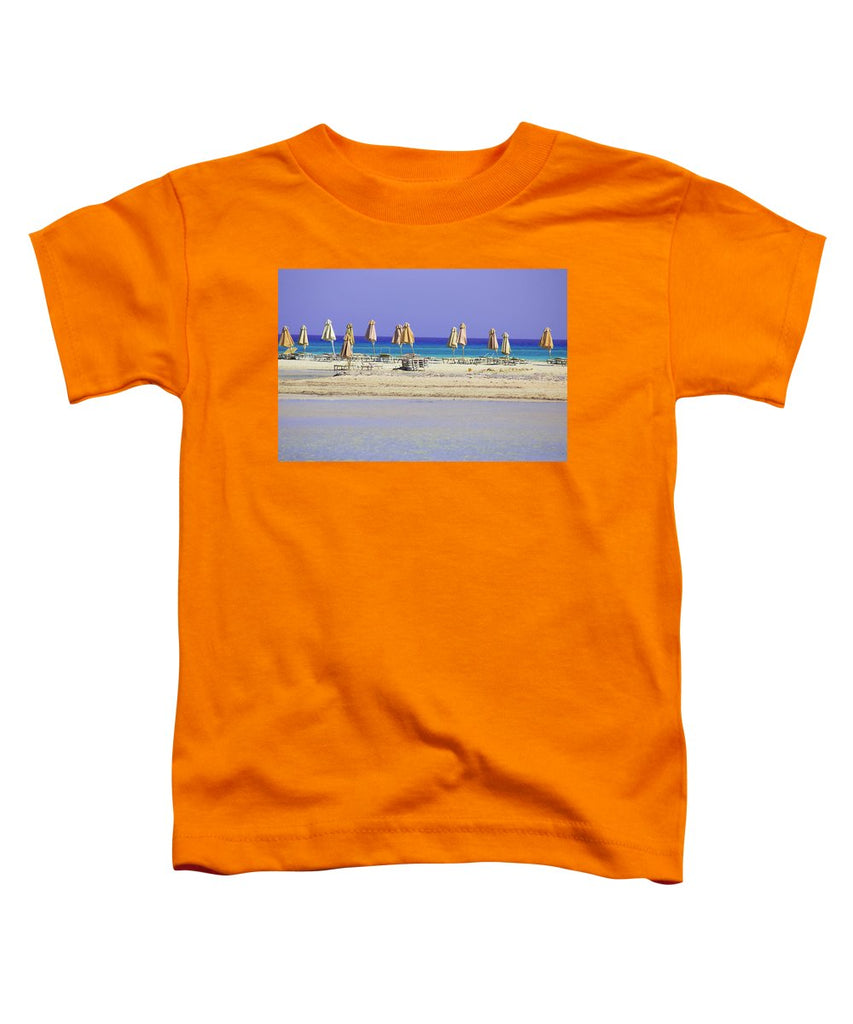 Beach, Sea And Umbrellas - Toddler T-Shirt