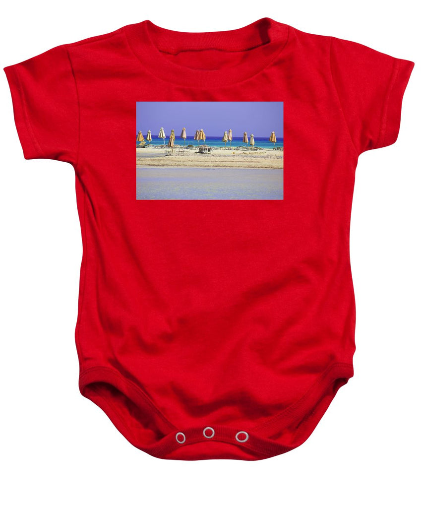 Beach, Sea And Umbrellas - Baby Onesie