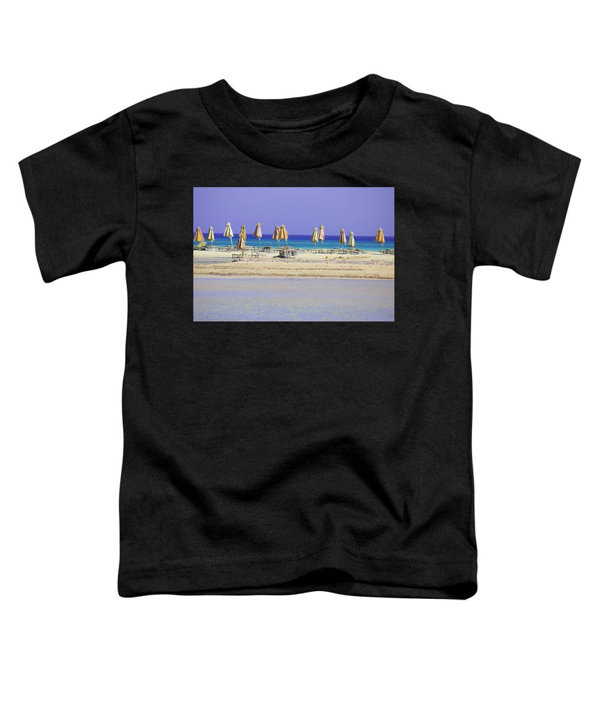 Beach, Sea And Umbrellas - Toddler T-Shirt