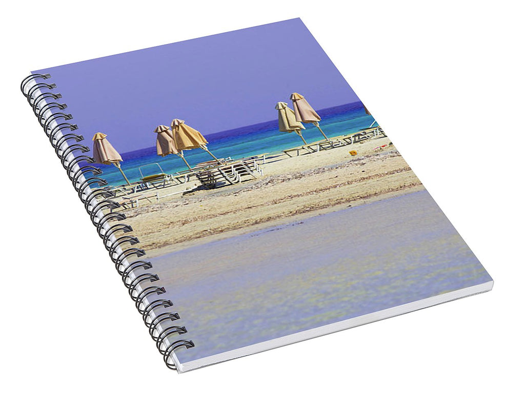 Beach, Sea And Umbrellas - Spiral Notebook