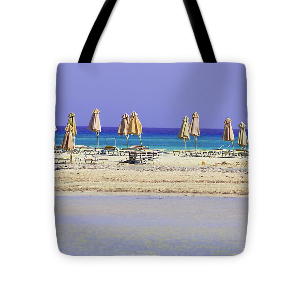 Beach, Sea And Umbrellas - Tote Bag