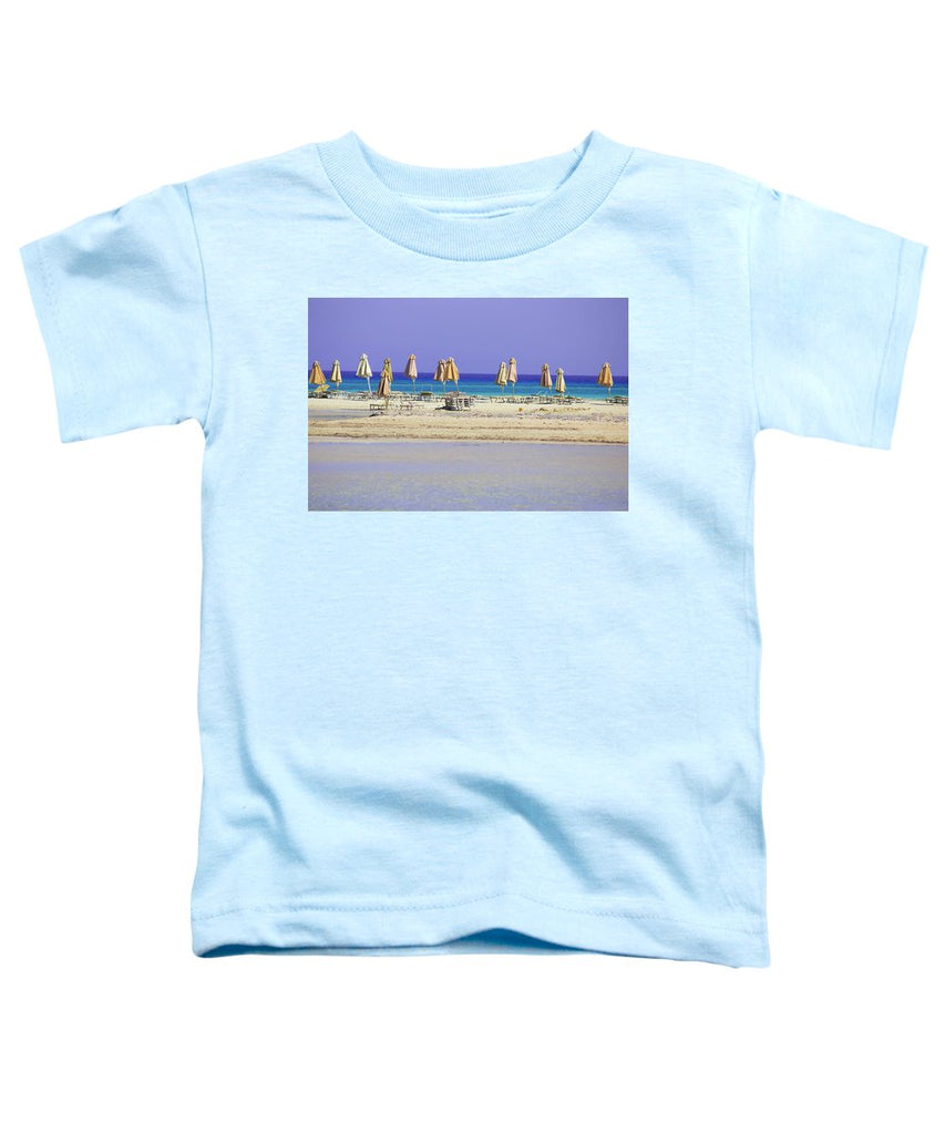 Beach, Sea And Umbrellas - Toddler T-Shirt