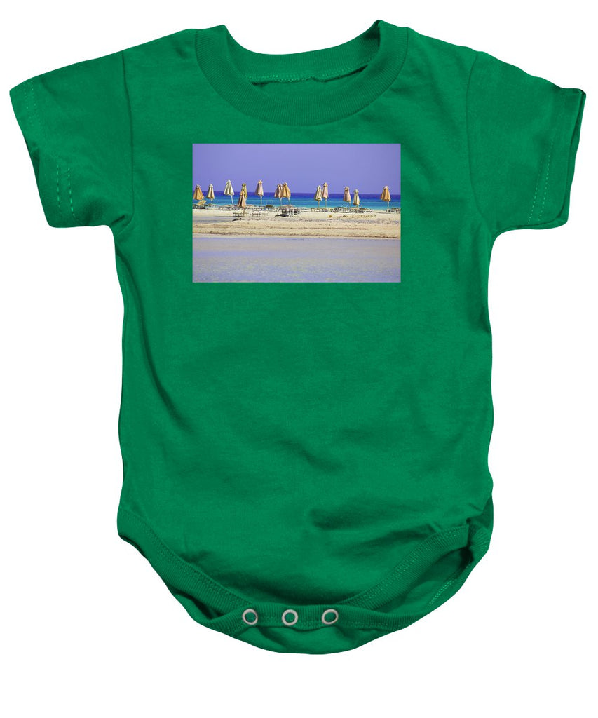 Beach, Sea And Umbrellas - Baby Onesie