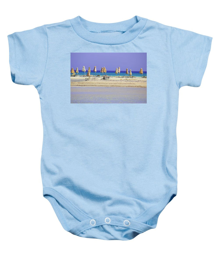 Beach, Sea And Umbrellas - Baby Onesie