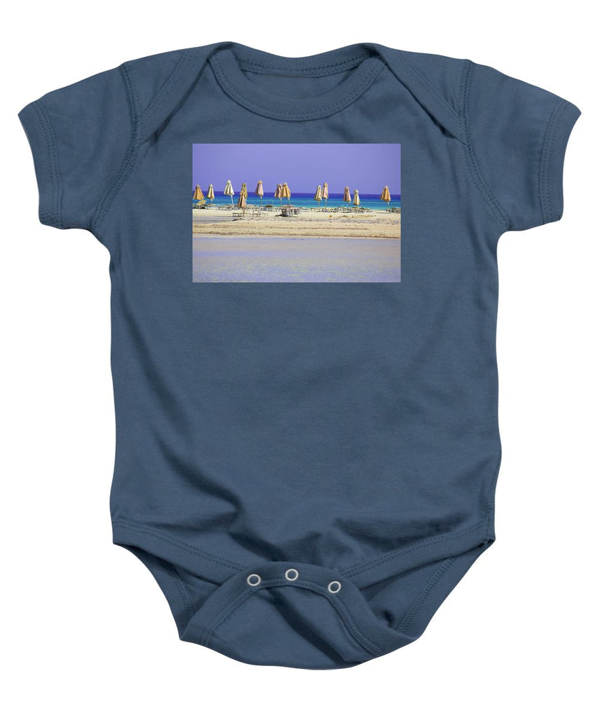 Beach, Sea And Umbrellas - Baby Onesie