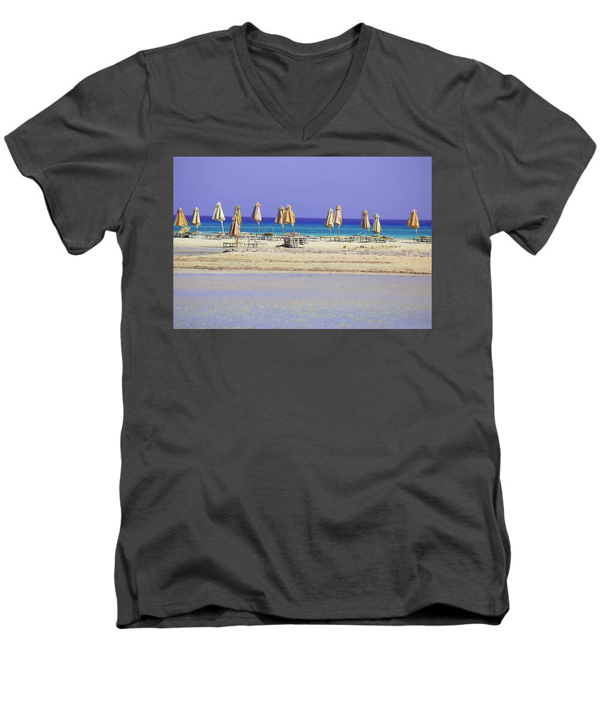 Beach, Sea And Umbrellas - Men's V-Neck T-Shirt