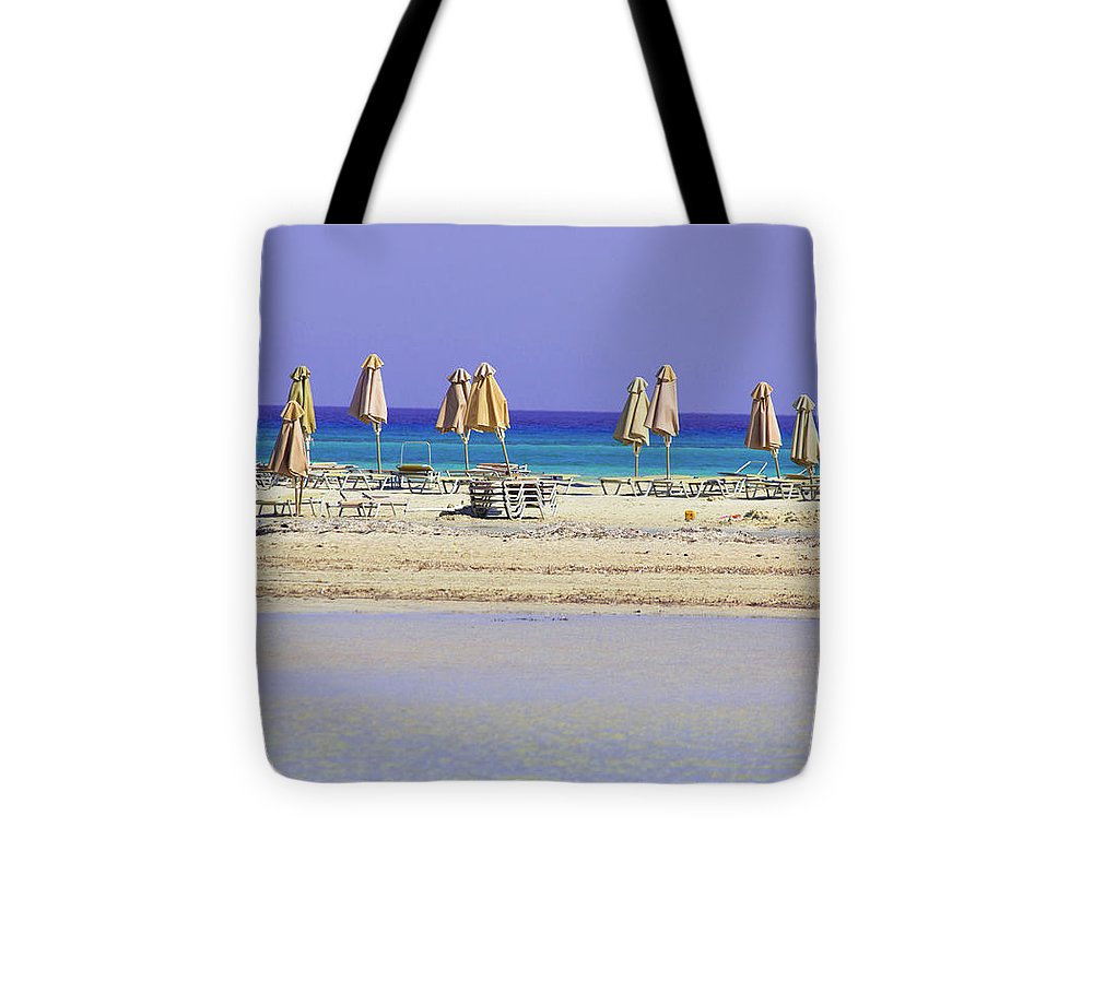 Beach, Sea And Umbrellas - Tote Bag