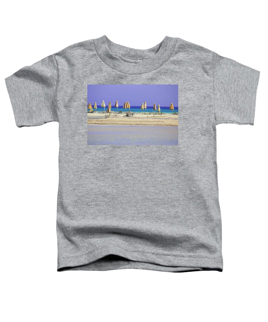 Beach, Sea And Umbrellas - Toddler T-Shirt