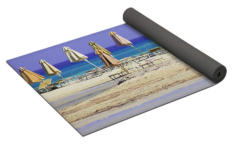 Beach, Sea And Umbrellas - Yoga Mat