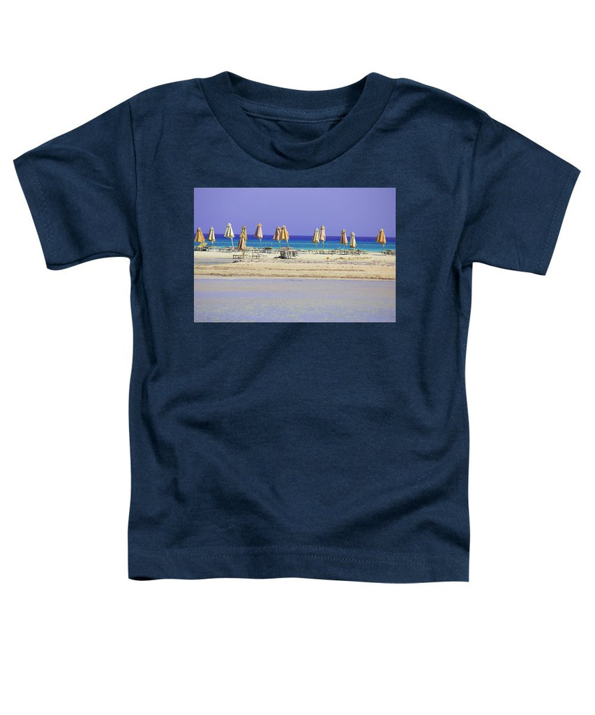 Beach, Sea And Umbrellas - Toddler T-Shirt