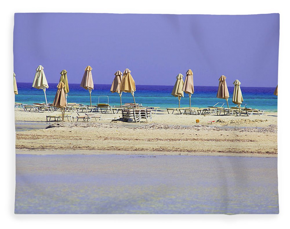 Beach, Sea And Umbrellas - Blanket