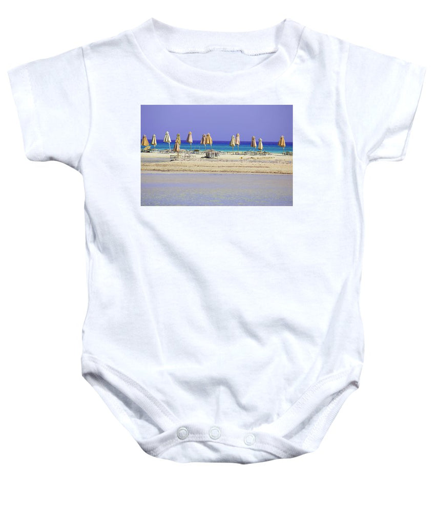 Beach, Sea And Umbrellas - Baby Onesie