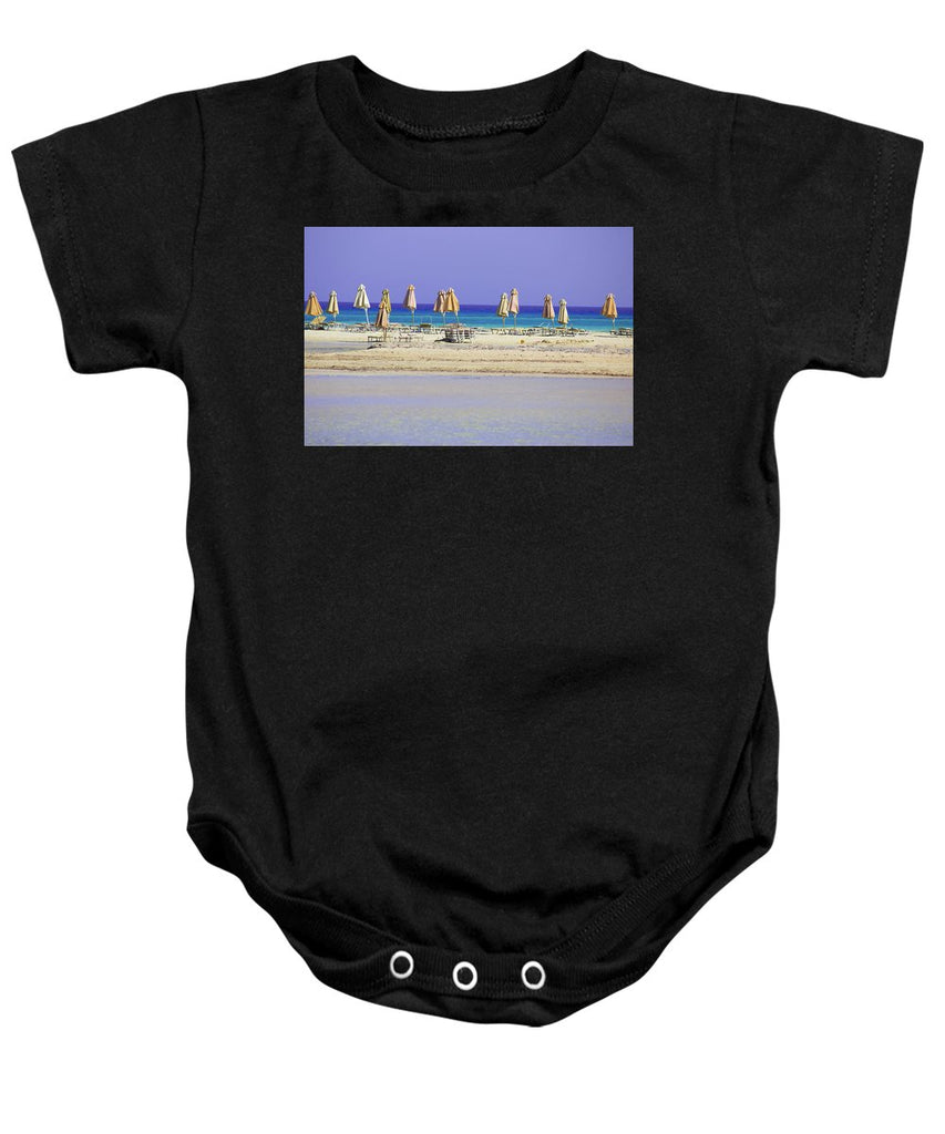 Beach, Sea And Umbrellas - Baby Onesie