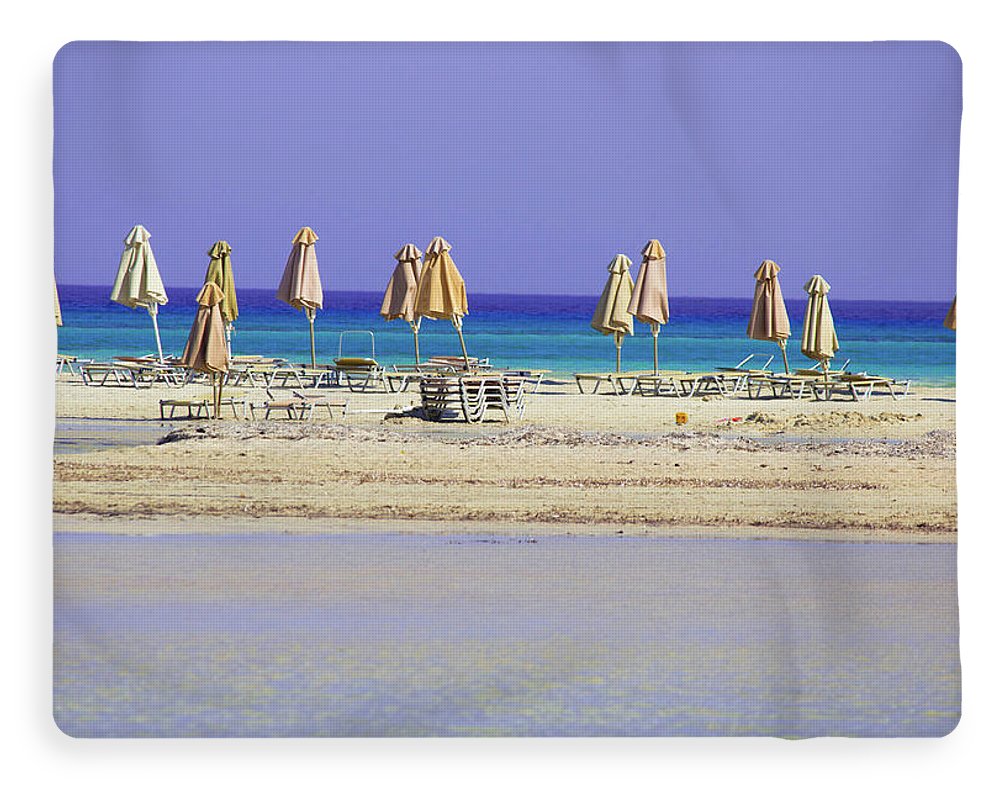 Beach, Sea And Umbrellas - Blanket