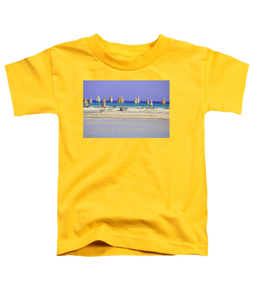 Beach, Sea And Umbrellas - Toddler T-Shirt