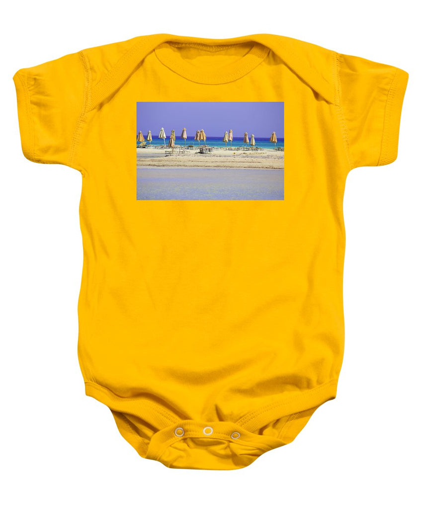 Beach, Sea And Umbrellas - Baby Onesie