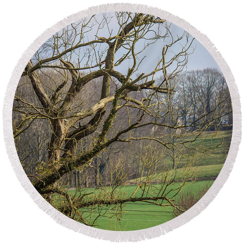 Countryside In Belgium - Round Beach Towel