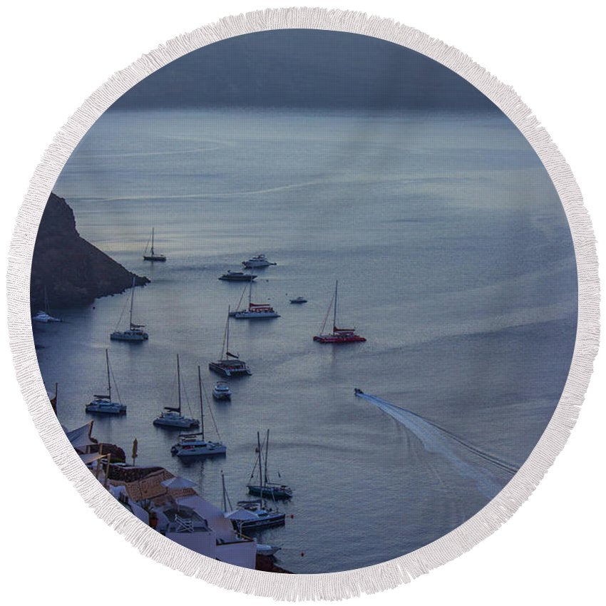 Fabulous Santorini - Round Beach Towel